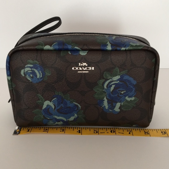 Coach Signature Jumbo Blue Floral Cosmetic Case - Picture 5 of 8